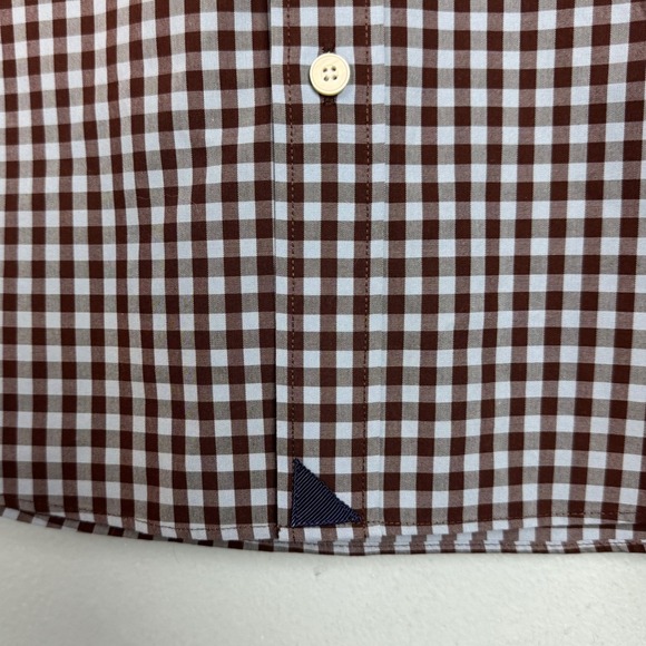 UNTUCKit Men's XL‎ Slim Fit McLaren WF Gingham Button Up Dress Shirt Blue Brown - Picture 4 of 6
